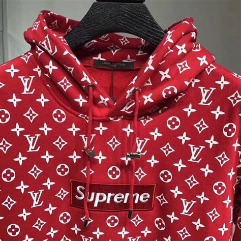 fake louis vuitton red supreme|false Louis Vuitton hoodie.